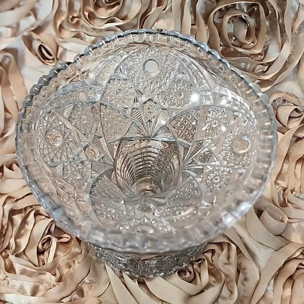 Vintage Crystal Cut Glass Versatile Vase~Candle Holder with Pedestal
